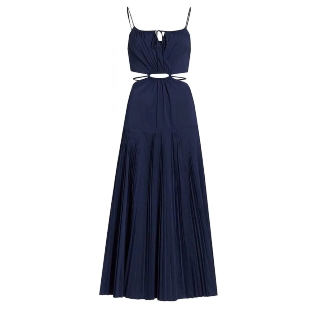 Jonathan Simkhai Square Neckline Pleated Maxi Dress